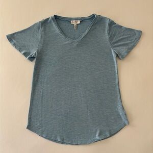 Jessica Simpson Light Blue Fitted Short Sleeve V-Neck T-Shirt